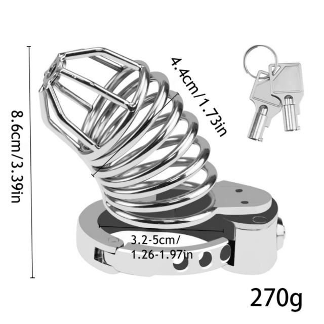Extra Length Stainless Steel Male Chastity Cage – 4.7” Secure Lock with Keys & Storage Bag