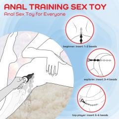 14.4 Inch 10-Speed Black Rechargeable Silicone Vibrating Anal Beads with 3 Strong Motors