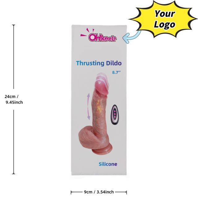 Customizable 9-Speed Flesh Remote-Controlled Rechargeable Silicone Vibrator with Thrusting, Rotating, and Heating Functions