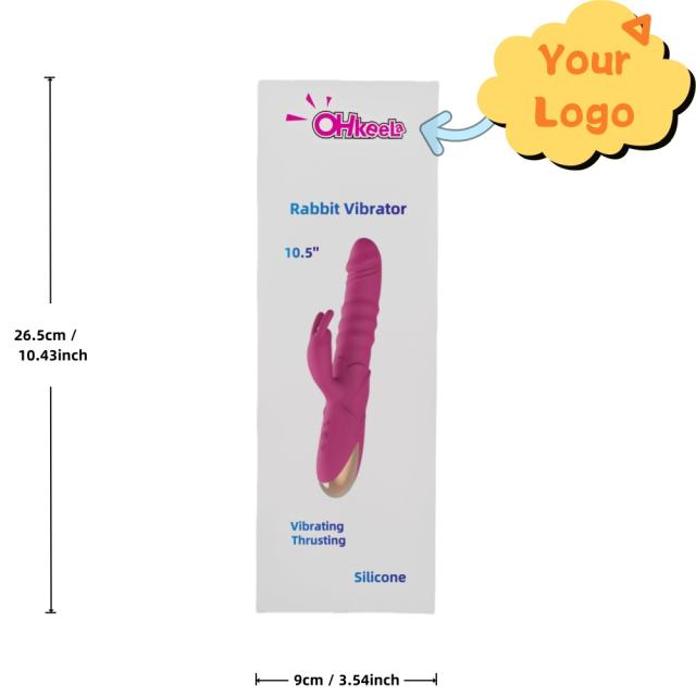 Customizable 10-Speed Magenta Rechargeable Silicone Rabbit Vibrator with Thrusting Function