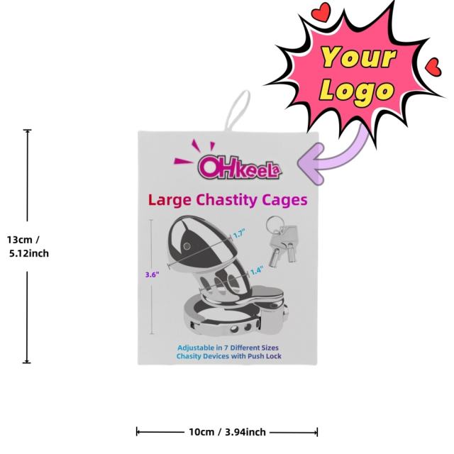 Customizable  Stainless Steel Chastity Cage Lock – 4.3” Secure Male Device with Keys & Storage Bag