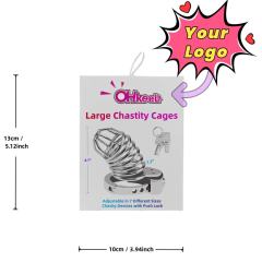 Customizable  Extra Length Stainless Steel Male Chastity Cage – 4.7” Secure Lock with Keys & Storage Bag
