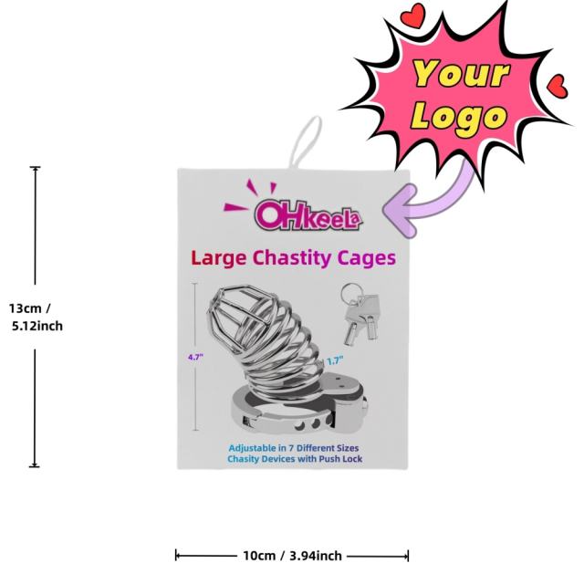 Customizable  Extra Length Stainless Steel Male Chastity Cage – 4.7” Secure Lock with Keys & Storage Bag
