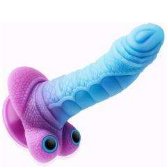 Glow-in-the-Dark Alien-Shaped Silicone Dildo with Suction Cup and Eyes