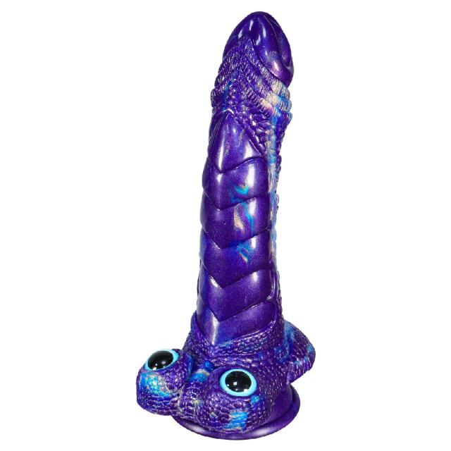 Multicolor Rechargeable Alien-Shaped Silicone Vibrating Dildo with Suction Cup and Eyes