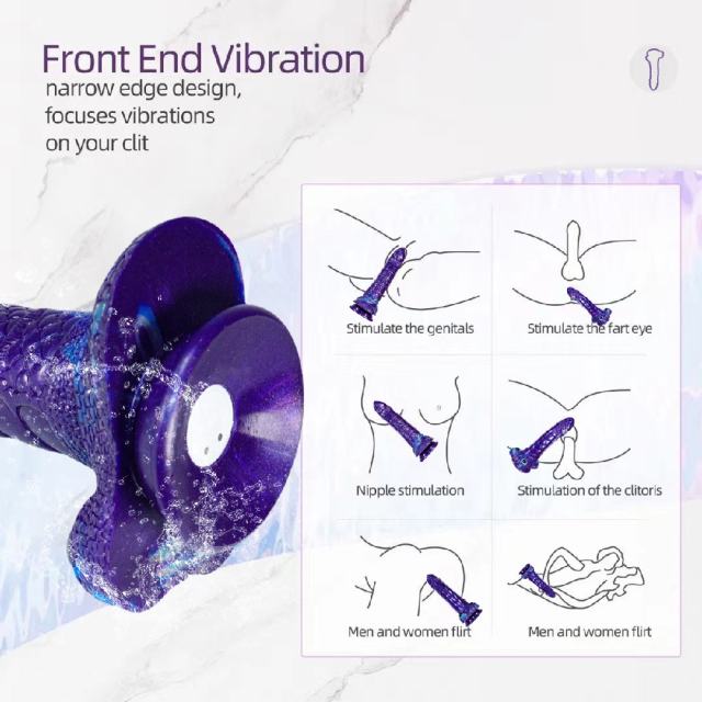 Multicolor Rechargeable Alien-Shaped Silicone Vibrating Dildo with Suction Cup and Eyes