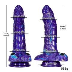 Multicolor Rechargeable Alien-Shaped Silicone Vibrating Dildo with Suction Cup and Eyes