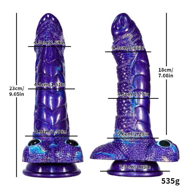 Multicolor Rechargeable Alien-Shaped Silicone Vibrating Dildo with Suction Cup and Eyes