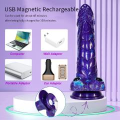 Multicolor Rechargeable Alien-Shaped Silicone Vibrating Dildo with Suction Cup and Eyes