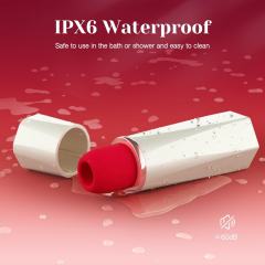 9-Mode Rechargeable Red & White Silicone Clitoral Sucking Vibrator with Magnetic USB Charging