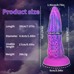 7.87'' Octopus-Shaped Dildo Silicone Plug with Strong Suction Cup