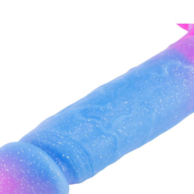 7.88'' Dual-Tone Magenta & Blue Silicone Dildo with Balls and Suction Cup