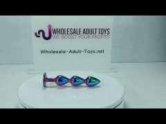 Iridescent Metal Anal Beads Butt Plug with Luxury Jewelry Design