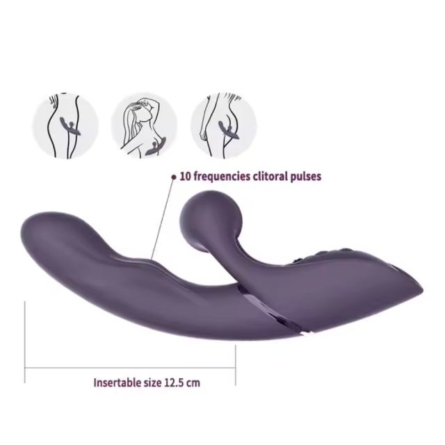 Dark Purple Color 10-Speed Silicone Vibrator with Tapping Function