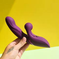 Dark Purple Color 10-Speed Silicone Vibrator with Tapping Function