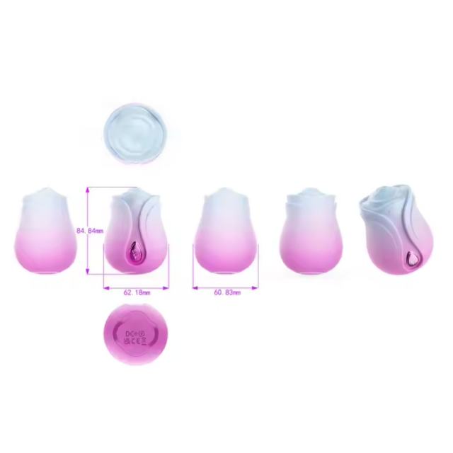 5-Speed Rechargeable Silicone Rose Clitoral Vibrator with Tapping Function