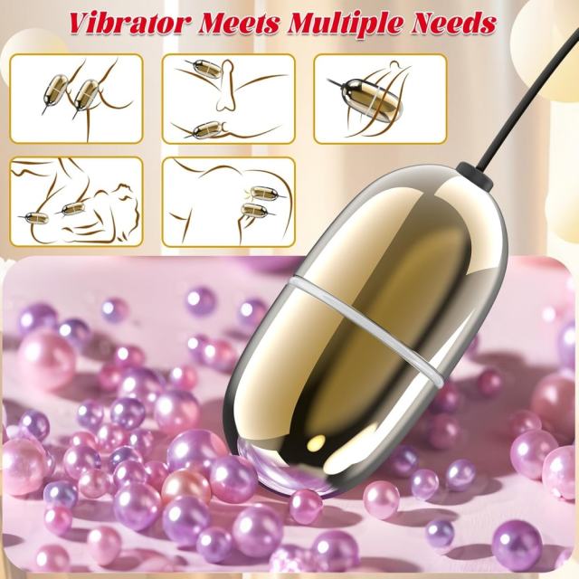 7-Mode Rechargeable Red & Gold Vibrating Double Eggs with Magnetic USB Charging