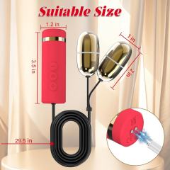 7-Mode Rechargeable Red & Gold Vibrating Double Eggs with Magnetic USB Charging
