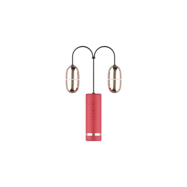 7-Mode Rechargeable Red & Gold Vibrating Double Eggs with Magnetic USB Charging