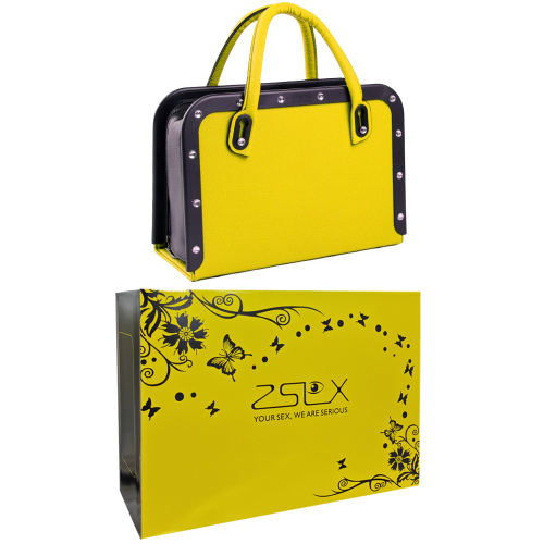 Thrusting, Vibrating & Heating Sex Machine in a Yellow Bag with Remote Control