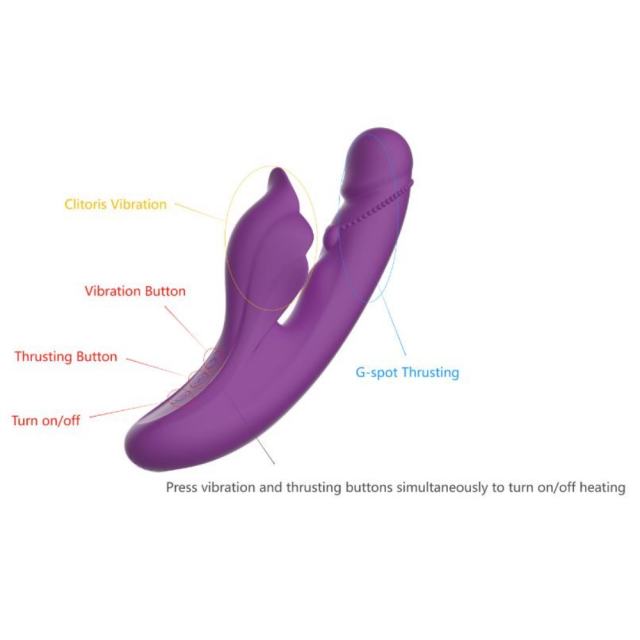 10-Speed Rechargeable Silicone Vibrator with Thrusting & Heating Function