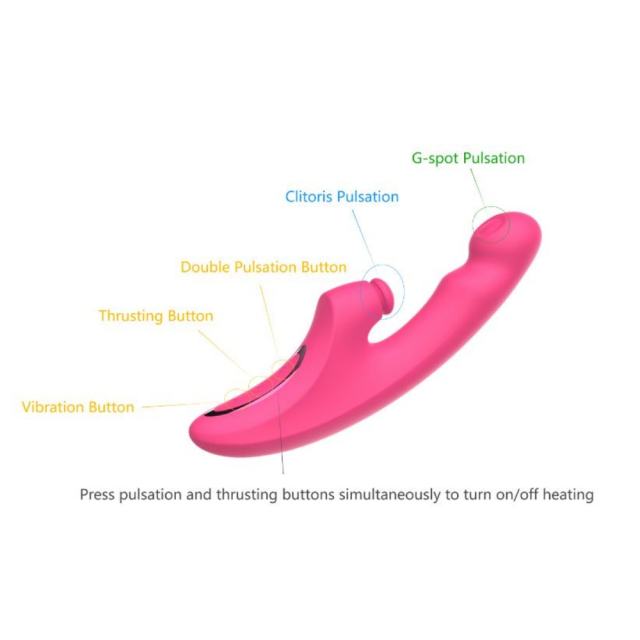 Dual-Spot 5-Mode Pulsing，10-Mode Vibration, 7-Mode Thrusting Vibrator with Heating