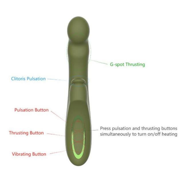 10-Mode Rechargeable Silicone G-Spot Vibrator with Heating - 7-Mode Thrusting,5-Mode Tapping