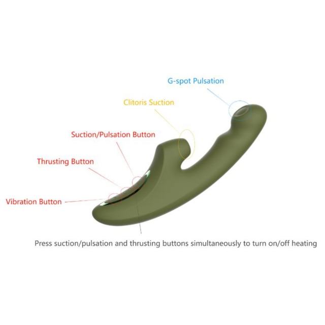 G-Spot 5-Mode Pulsing，10-Mode Vibration, 7-Mode Thrusting Vibrator with Sucking and Heating Function