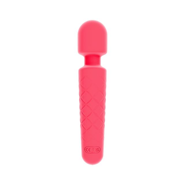 30-Mode Magenta Rechargeable Waterproof Silicone Wand Vibrator with Paowerful Motor and LED Display