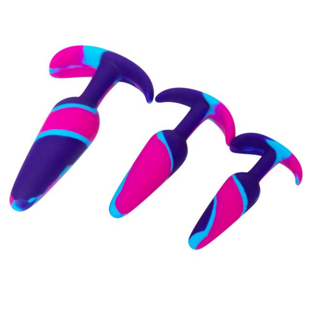 3 Sizes Rainbow Silicone Butt Plug Set for Beginners
