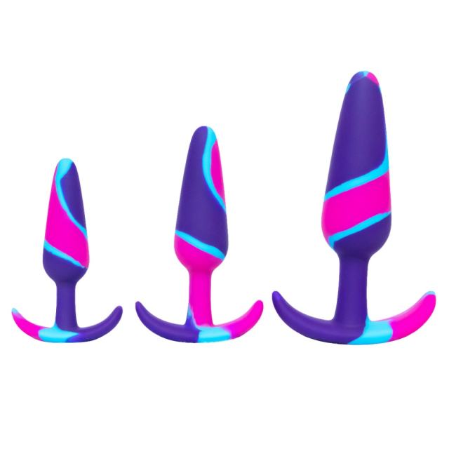 3 Sizes Rainbow Silicone Butt Plug Set for Beginners
