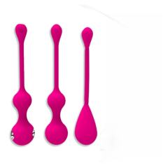 10-Speed Electroshock Rechargeable Magenta Silicone Ben Wa Ball Set with Remote Controlled