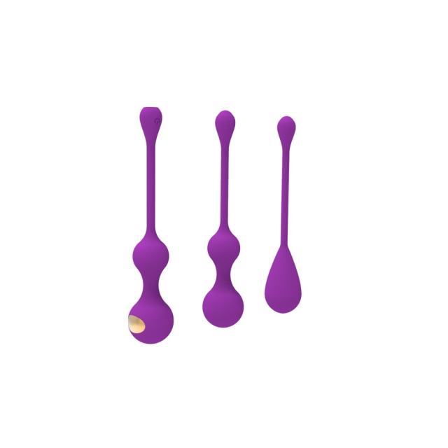 10-Speed Electroshock Rechargeable Magenta Silicone Ben Wa Ball Set with Remote Controlled