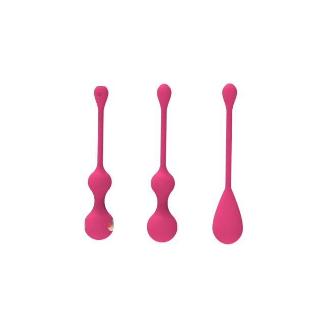 10-Speed Electroshock Rechargeable Magenta Silicone Ben Wa Ball Set with Remote Controlled