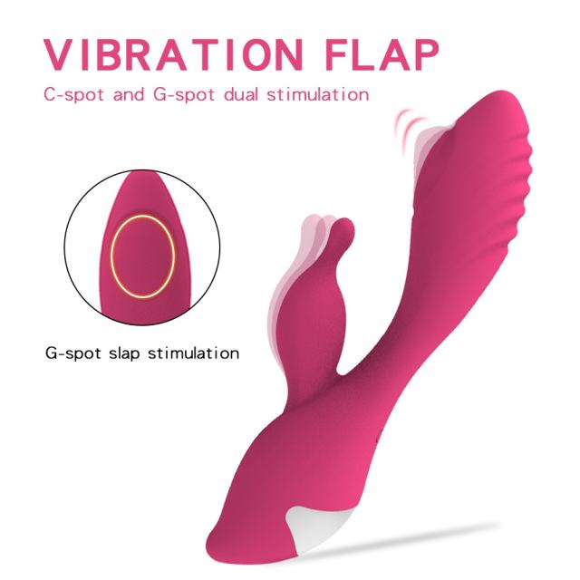 10-Speed Purple/Magenta Color Rechargeable Silicone Vibrator with Tapping Function
