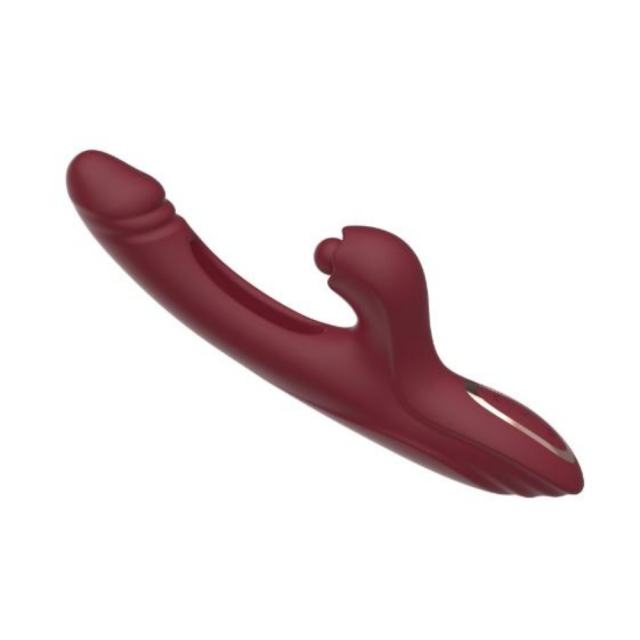 10-Mode Red/Purple Rechargeable Silicone G-Spot Vibrator with Heating - 7-Mode Flapping,5-Mode Tapping
