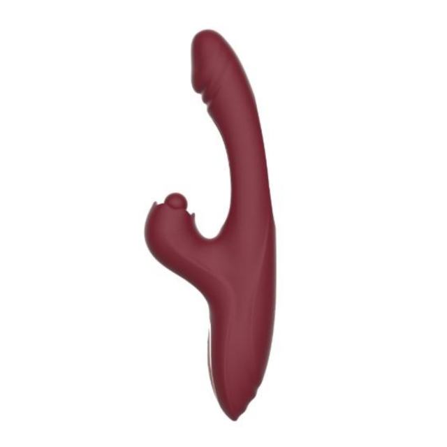 10-Mode Red/Purple Rechargeable Silicone G-Spot Vibrator with Heating - 7-Mode Flapping,5-Mode Tapping