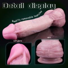 10.24'' Flesh Silicone Realistic Dildo with Moveable Foreskin and Strong Suction Cup