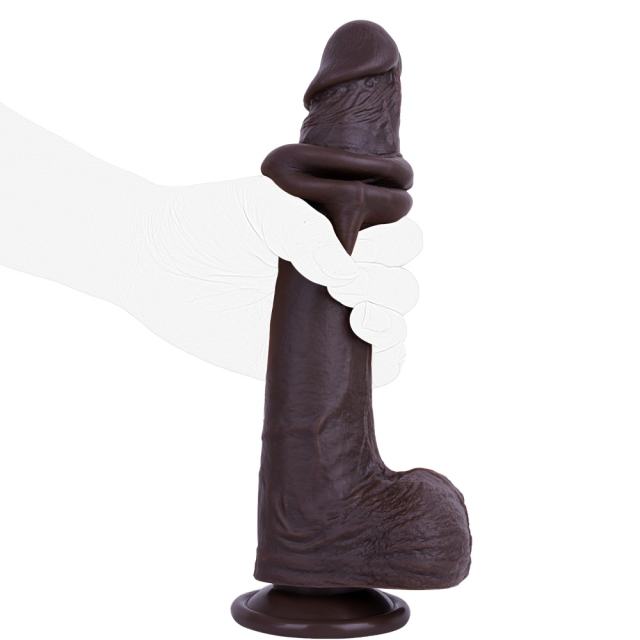 10.24'' Dark Brown Silicone Realistic Dildo with Moveable Foreskin and Strong Suction Cup