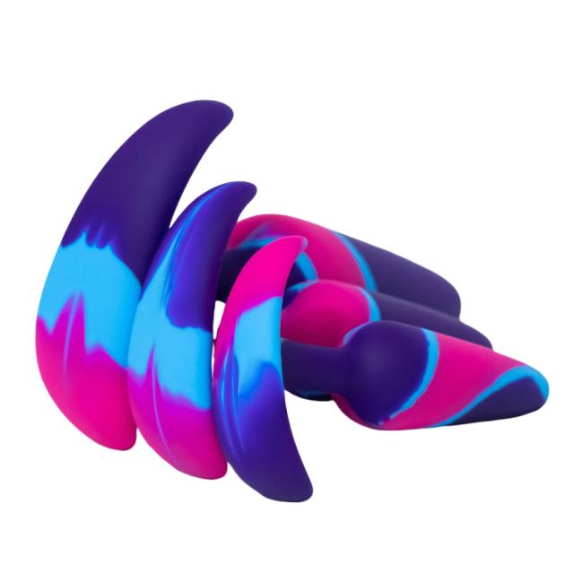 3 Sizes Rainbow Silicone Butt Plug Set for Beginners