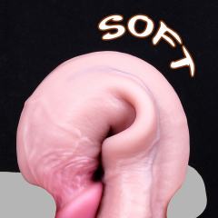 10.24'' Flesh Silicone Realistic Dildo with Moveable Foreskin and Strong Suction Cup