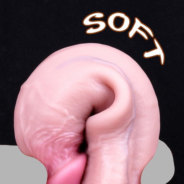 10.24'' Flesh Silicone Realistic Dildo with Moveable Foreskin and Strong Suction Cup