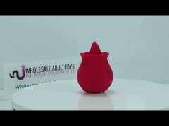10-Mode Red Rechargeable Sicone Rose Shape Tongue-Licking Vibrator