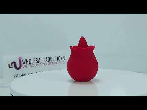 10-Mode Red Rechargeable Sicone Rose Shape Tongue-Licking Vibrator