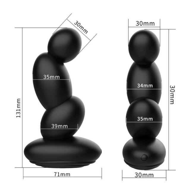 Black 10-Speed Rechargeable Rotating Silicone Vibrating Anal Plug with Remote Control