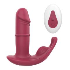 10-Speed Rechargeable Silicone Beaded Up-and-Down Motion & Vibrating Remote-Controlled Anal Vibrator Prostate Massager