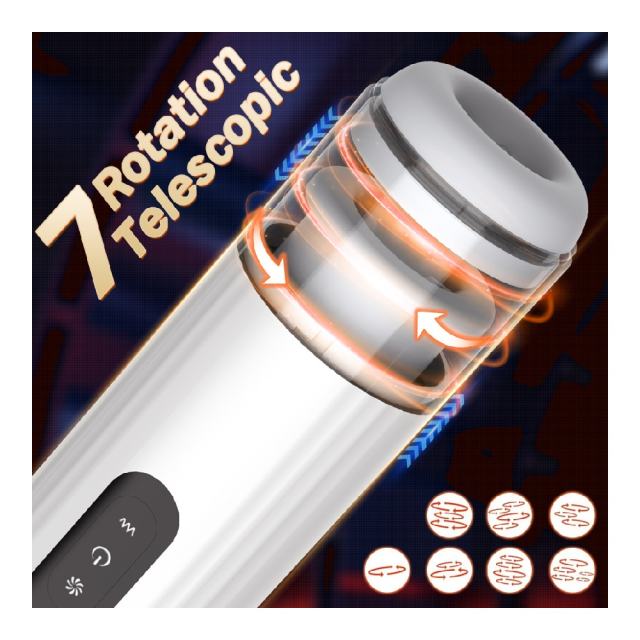 10-Speed Vibrating & 7-Mode Rotating Rechargeable Male Masturbator with Heating and Sound Effects