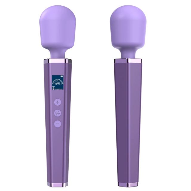 8-Speed Purple Rechargeable Silicone Wand Massager for Clitoral Stimulation with LED Display