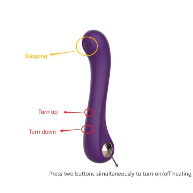 5-Speed Yellow Rechargeable Silicone Massager with Tapping and Heating Function
