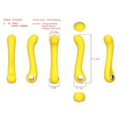5-Speed Yellow Rechargeable Silicone Massager with Tapping and Heating Function